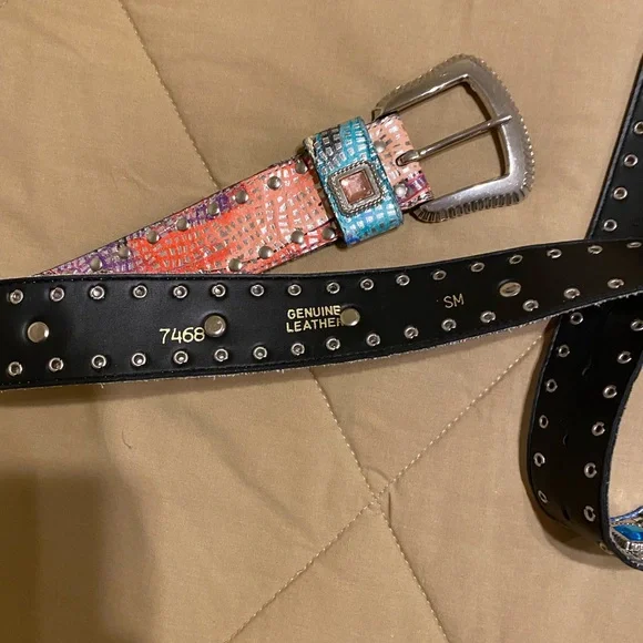 Colorful Rhinestones Embellished Western Cowgirl Festive Belt/Silver Buckle